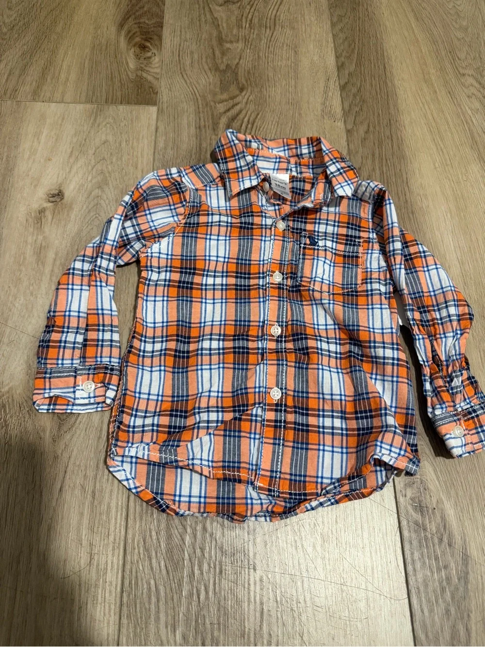 Carter's Orange Navy White Plaid Button-Down Shirt